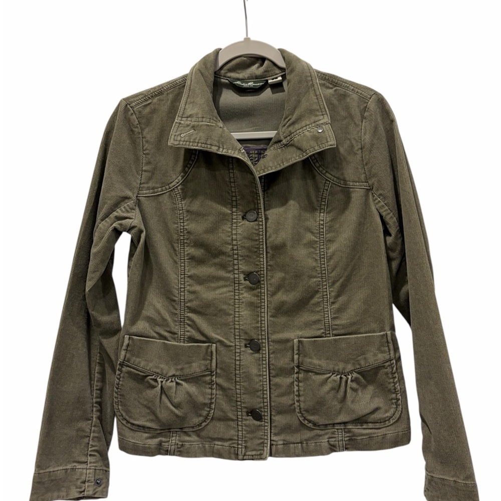 Eddie Bauer Bella Swan Corduroy Earthy Green Jacket Size Small Y2K Forest Grunge